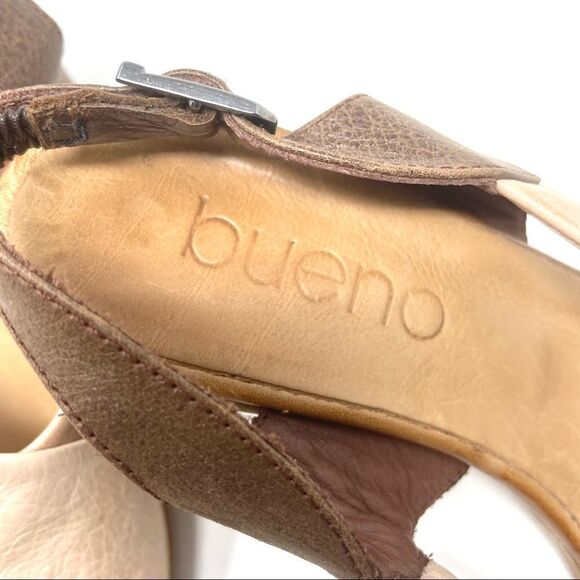 BUENO Brown and Tan Criss Cross Leather Heeled Slingback Sandald Size 36/ 6 - Picture 8 of 9